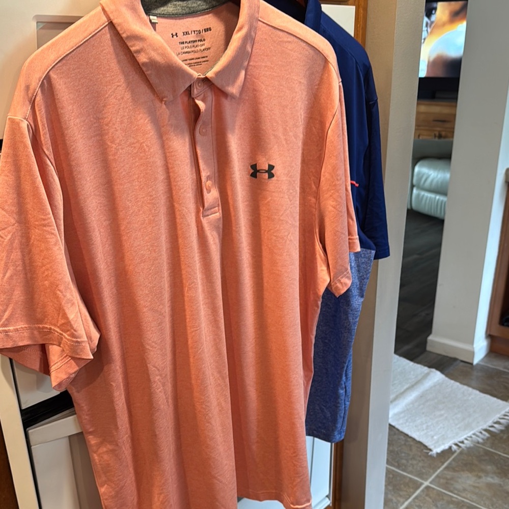2 Under Armour Pink Polo Shirt Casual Comfort Dry Fit Series